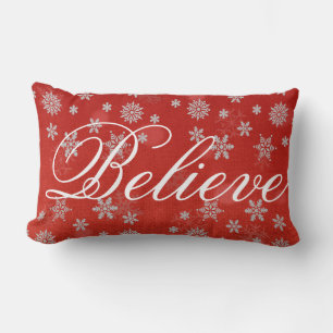 Almofada Lombar Floco de Neve de Natal Decorativo Acredite Feriado