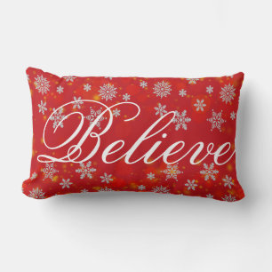 Almofada Lombar Floco de Neve Decorativo de Natal Acredite nas Fes