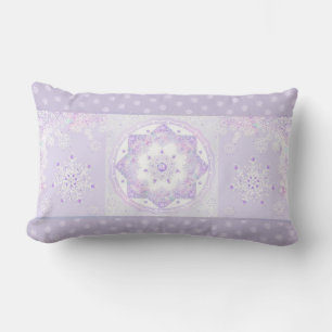 Almofada Lombar floco de neve roxo leve e coração brilhando