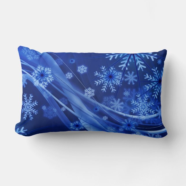 Almofada Lombar Flocos de neve azuis (Frente)