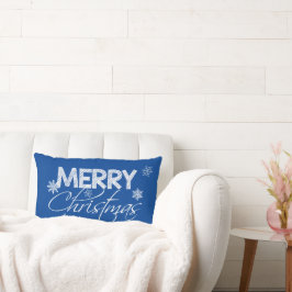 Almofada Lombar Flocos de neve azuis e brancos | Feliz Natal