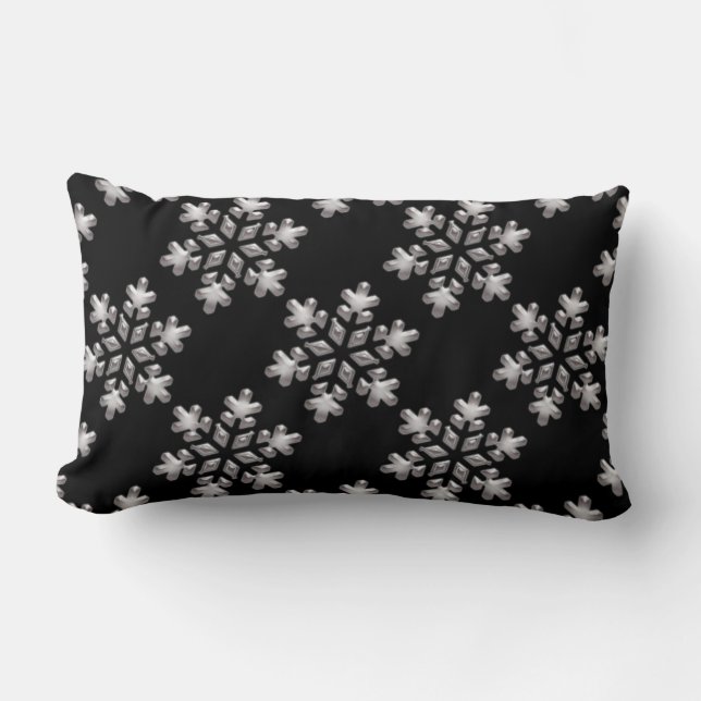 Almofada Lombar Flocos De Neve Brancos De Inverno No Travesseiro D (Frente)