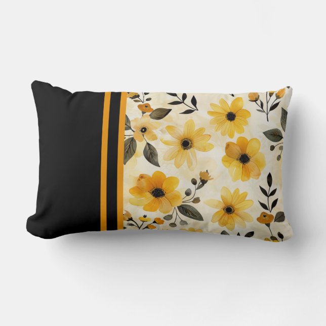 Almofada Lombar Flor amarela com faixa em preto (Frente)