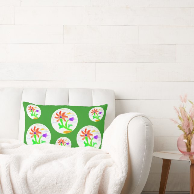 Almofada Lombar Flor brilhante e alegre - 2 Fundo - (Sofá)