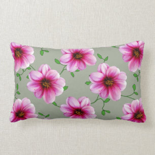 Almofada Lombar Flor cor-de-rosa botânica da dália em alguma cor