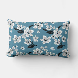 ALMOFADA LOMBAR FLOR DE CEREJEIRA - SAKURA (AZUL FUMÊ)