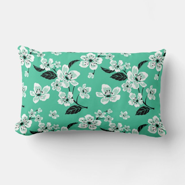ALMOFADA LOMBAR FLOR DE CEREJEIRA - SAKURA (MINT) (Frente)