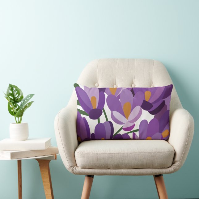 Almofada Lombar Flor de Crócus Roxo (Cadeira)