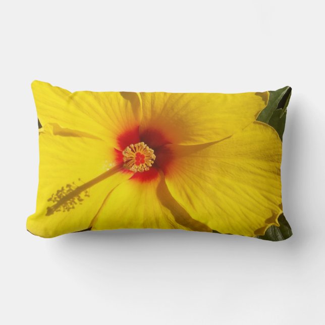 Almofada Lombar Flor de Hibiscus Amarelo (Frente)