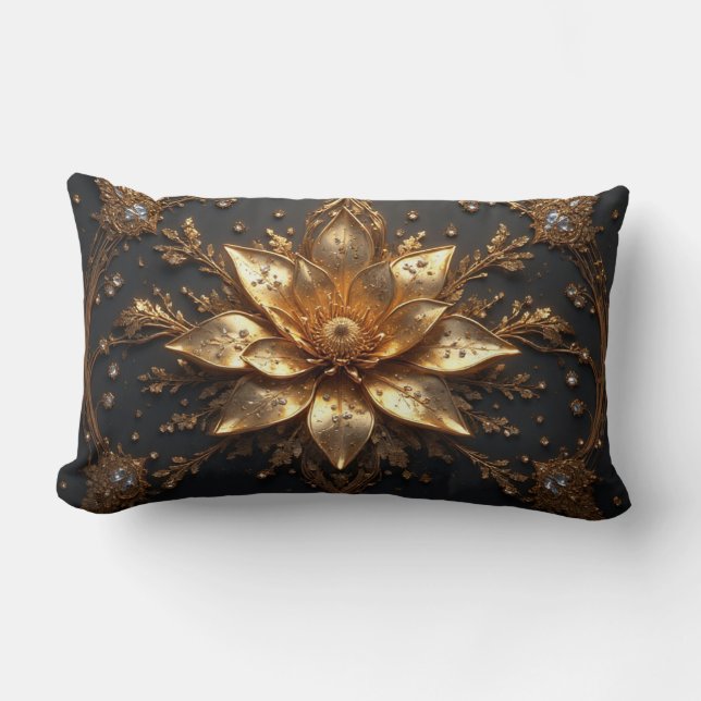 Almofada Lombar Flor de Ouro Luxuosa (Frente)