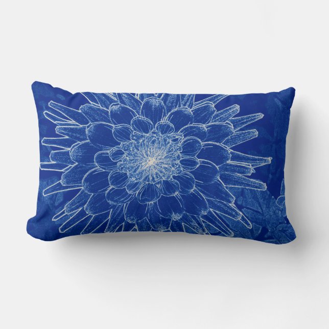 Almofada Lombar flor em azul (Frente)