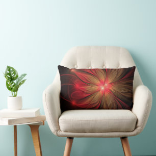 Almofada Lombar Flor fractal de fanfarrão vermelho