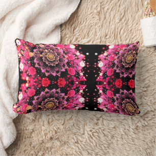 Almofada Lombar Flor fractal rosa quente