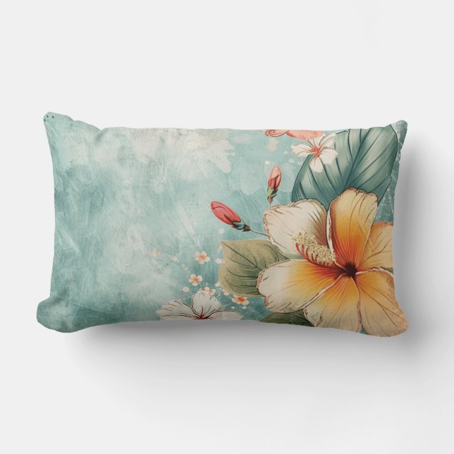 Almofada Lombar Flor Tropical Boho Breezy (Frente)