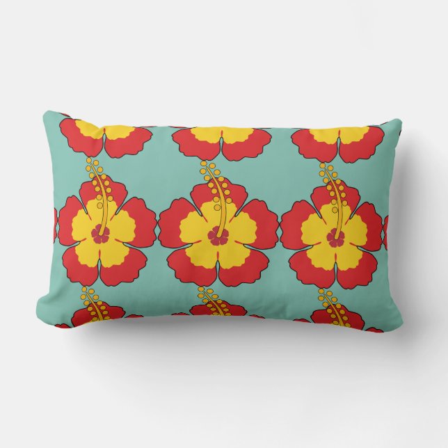 Almofada Lombar Flor Tropical de Red Hibiscus (Frente)