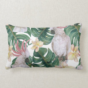 Almofada Lombar Flor tropical do cockatoo do vintage