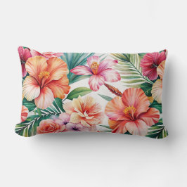 Almofada Lombar Flor Tropical Flor Vermelho Cor-de-Rosa Travesseir