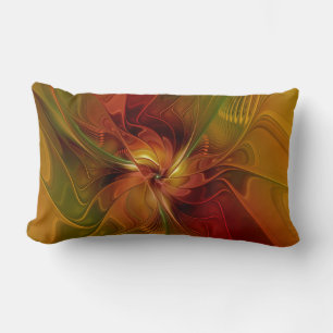 Almofada Lombar Flor verde-laranja-abstrato Vermelho Castanho-Cast