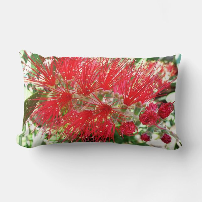 Almofada Lombar Flor Vermelho Tropical (Frente)