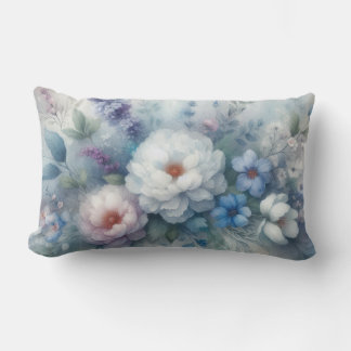 ALMOFADA LOMBAR FLORAIS PASTEL ROSA AZUL E BRANCO
