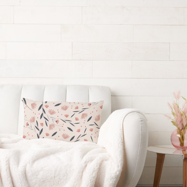 Almofada Lombar Florais Russos de Coral Farmhouse (Sofá)