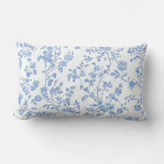 Almofada Lombar Floral Azul Toile Francês