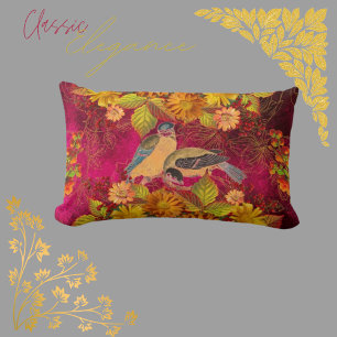 Almofada Lombar Floral & Birds Orange, Red, Yellow Cranberry