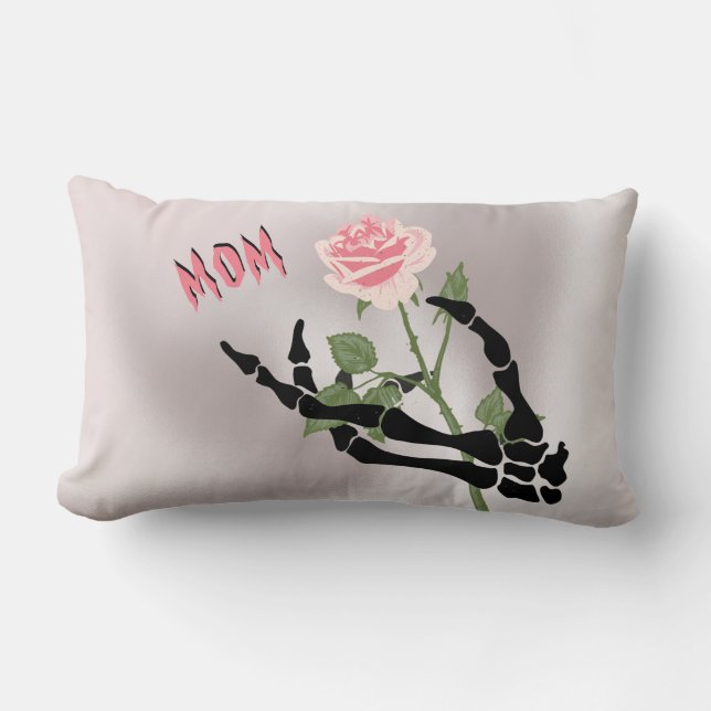 Almofada Lombar Floral da Mão do Crânio (Frente)