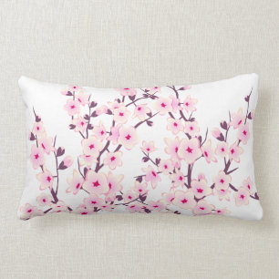 Almofada Lombar Floral de Cerejeira (Sakura) Branco Rosa