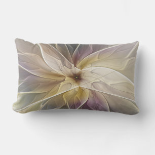 Almofada Lombar Floral Fantasy Dourada Eggplant Abstrato Art Fract