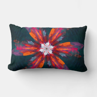 Almofada Lombar Floral Flores de Mandala Laranja Vermelho Abstrato
