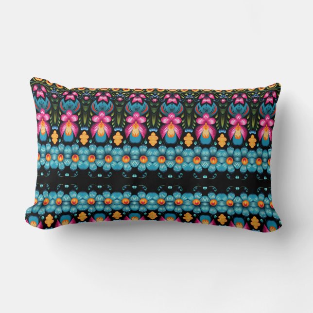 Almofada Lombar Floral Folk Art Modern (Frente)