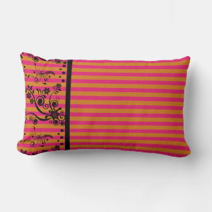 Almofada Lombar Floral Preto a Rosa - Travesseiro