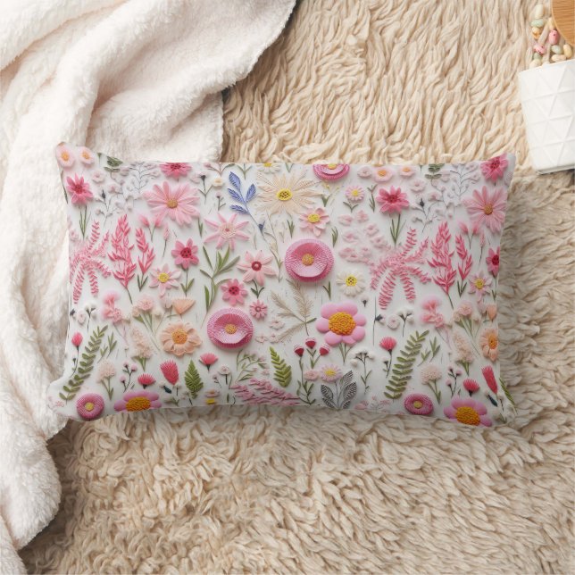 Almofada Lombar Flores 3D Rosa Elegantes Trendy Modern Chic (Cobertor)