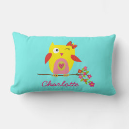 Almofada Lombar Flores Amarelas-Rosa, Coruja Personalizada