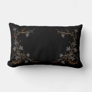 Almofada Lombar Flores Art Déco em Preto