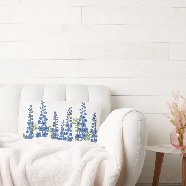 Almofada Lombar Flores Azuis Delfinium de julho (Sofá)