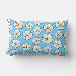 Almofada Lombar Flores Brancas em um Fundo Azul