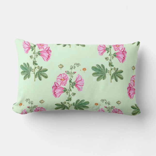 Almofada Lombar Flores Cor-de-Fundo Verde Claro (Frente)