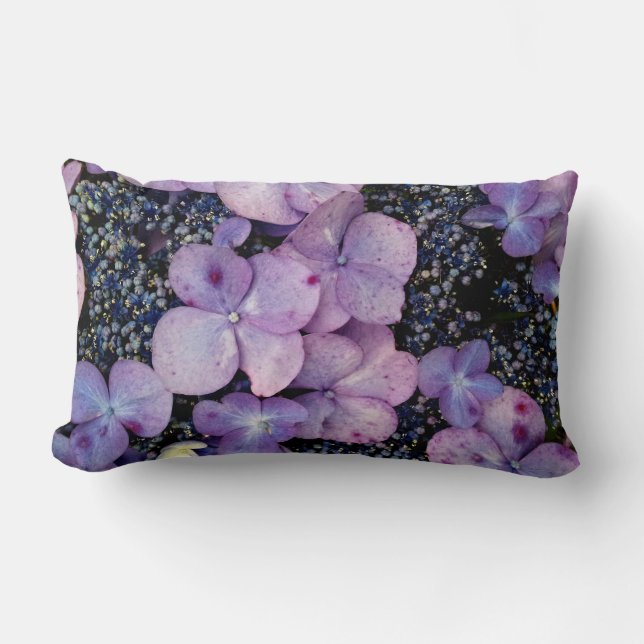 Almofada Lombar Flores de Hydrangea Roxo - TRAVESSEIRO LUMBAR (Frente)