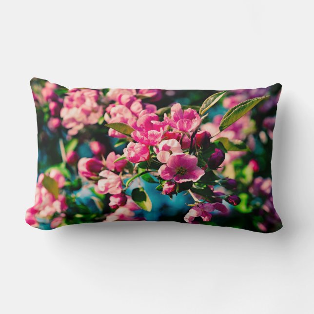 Almofada Lombar Flores De Maçã De Caranguejo Rosa (Frente)