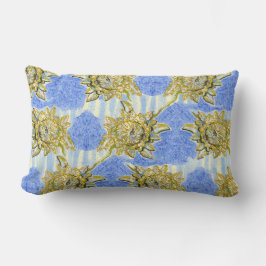 Almofada Lombar Flores de ouro com Stripes por Alexandra Cook