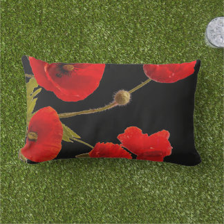 Almofada Lombar Flores de Papoula Coloridas Vermelhas Floral Abstr