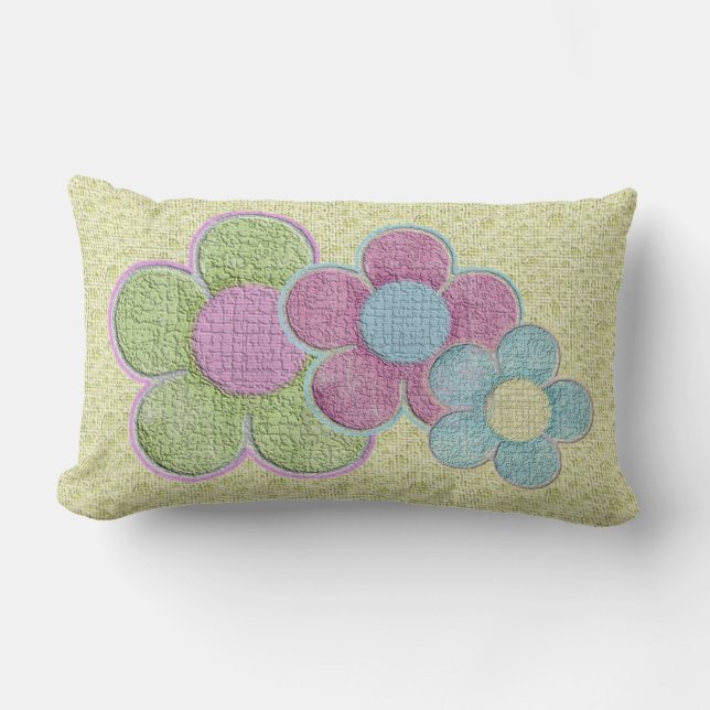 Almofada Lombar Flores de Pastel Texturizadas (Frente)