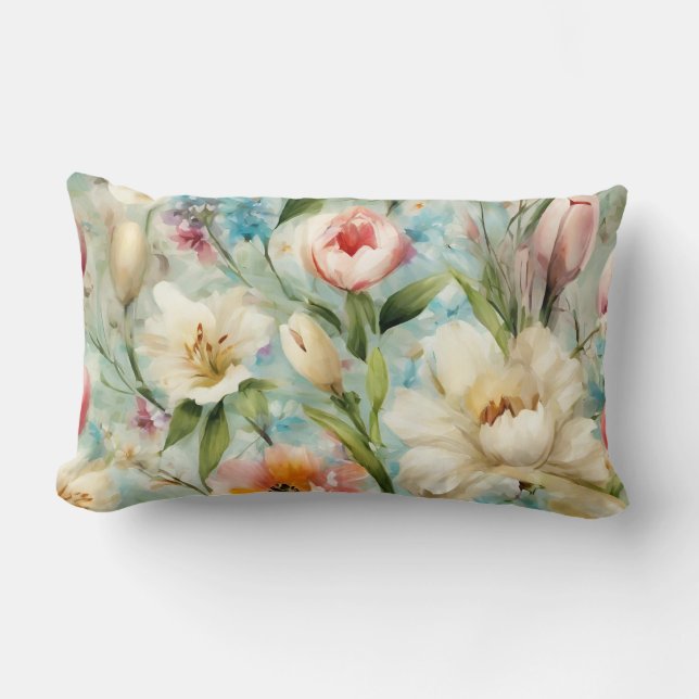 Almofada Lombar Flores de primavera no Estilo do Impressionismo (Frente)