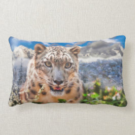 ALMOFADA LOMBAR FLORES DE TEMPO DE SPRINGTIME LEOPARD DE NEVE
