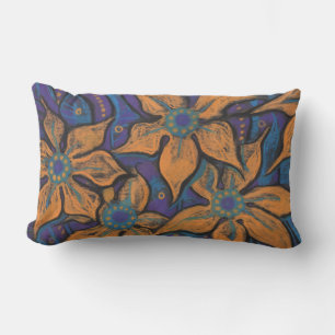 Almofada Lombar flores Ouros, pintura decorativa, pastel, flora