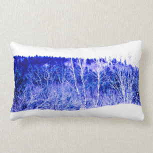 Almofada Lombar floresta azul-noite brilhante na neve