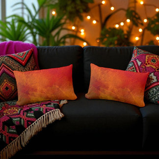 Almofada Lombar Fogo - Arte de Abstrato de outono em Laranja, Amar