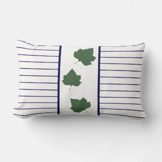 Almofada Lombar Folha Verde Verde Pálida Deixa Friso Azul Cushion